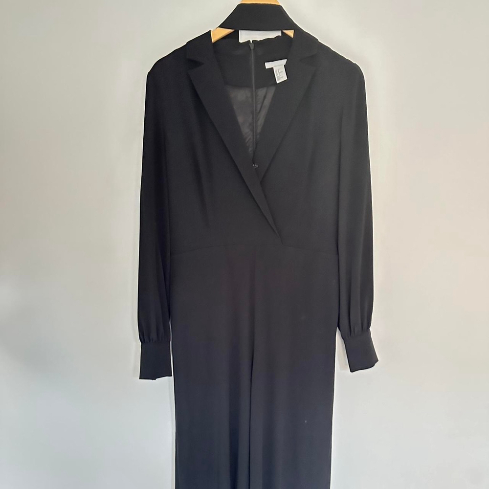 🧡 2 for 10$ Chic Black Blazer-Style Jumpsuit with Skinny Scarf - Size 8